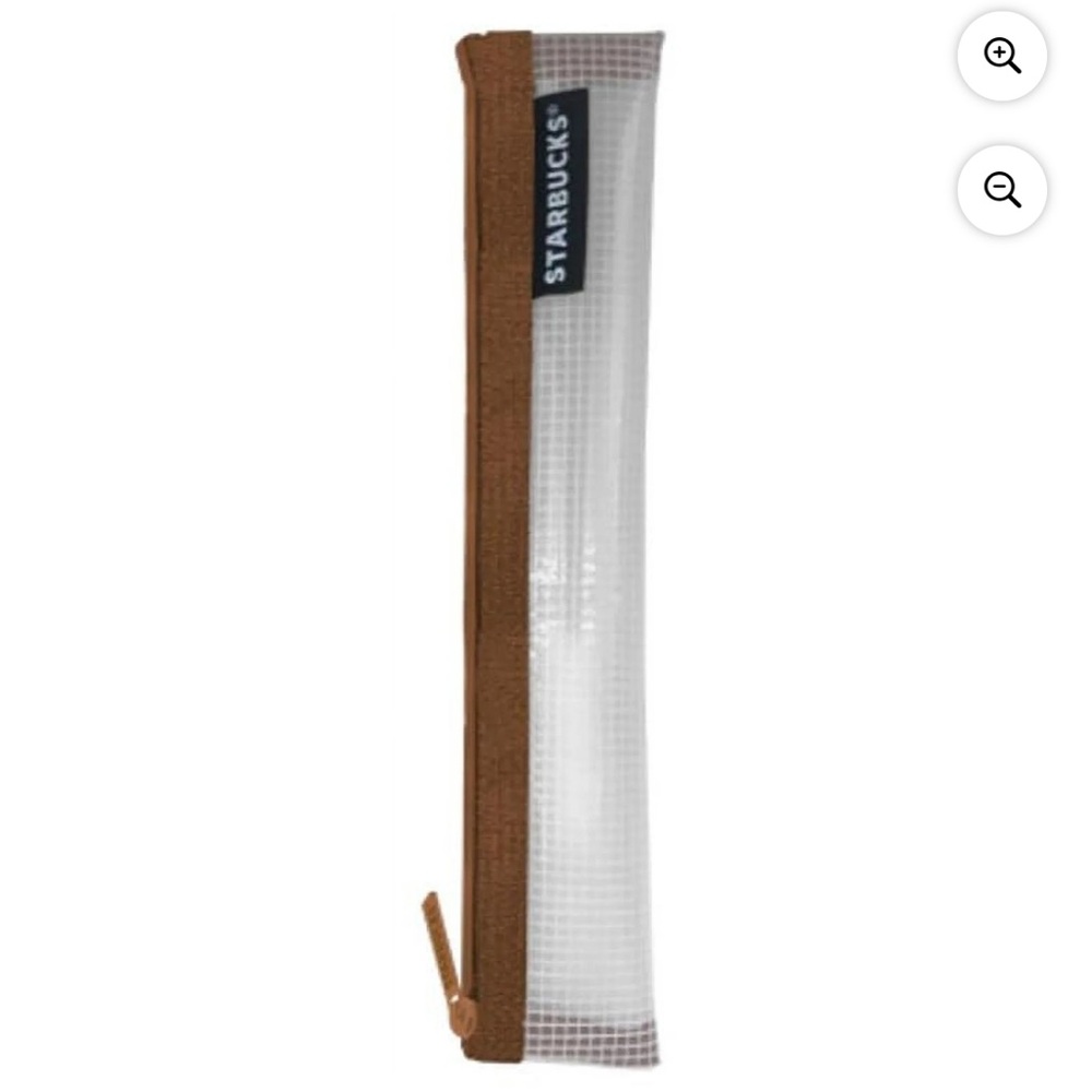 Starbucks (2) Reusable Straws + Cleaning Brush in Brown/Whi Mesh Zipper Bag BNWT